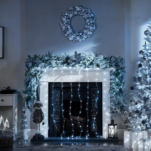 FUYO 300 LED Window Curtain String Lights - Waterproof Fairy Lights with 8 Modes for Bedroom & Party Decor | White