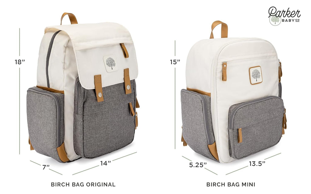 Parker Baby Diaper Backpack - Full Zip Diaper Bag with Insulated Pockets - Stylish Gray Design