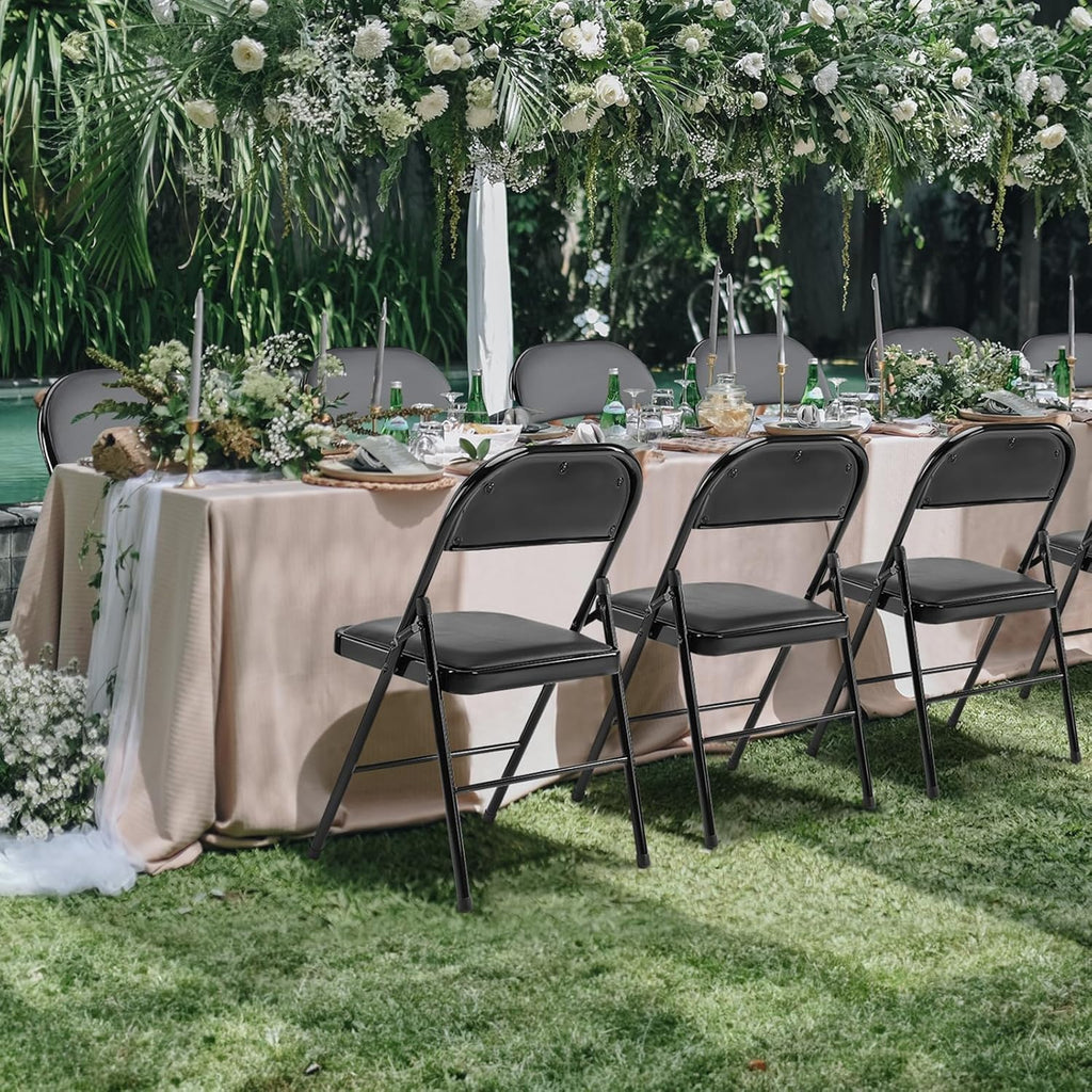 Sweetcrispy Folding Chairs - 12 Pack Leather Padded, Sturdy Metal Design | Easy Storage for Home & Office