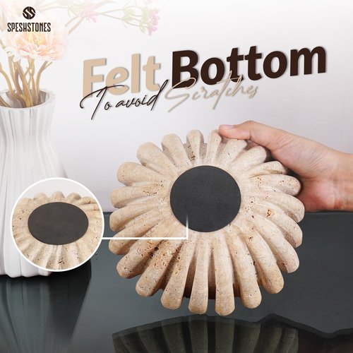 SPESHSTONES Marble Decorative Bowl 8 Inch Travertine Stone Fruit Bowl for Kitchen Counter, Centerpieces for Tables & Gifts, Large Ruffle Bowl, Aesthetic Scalloped Bowls for Home Decor Accents