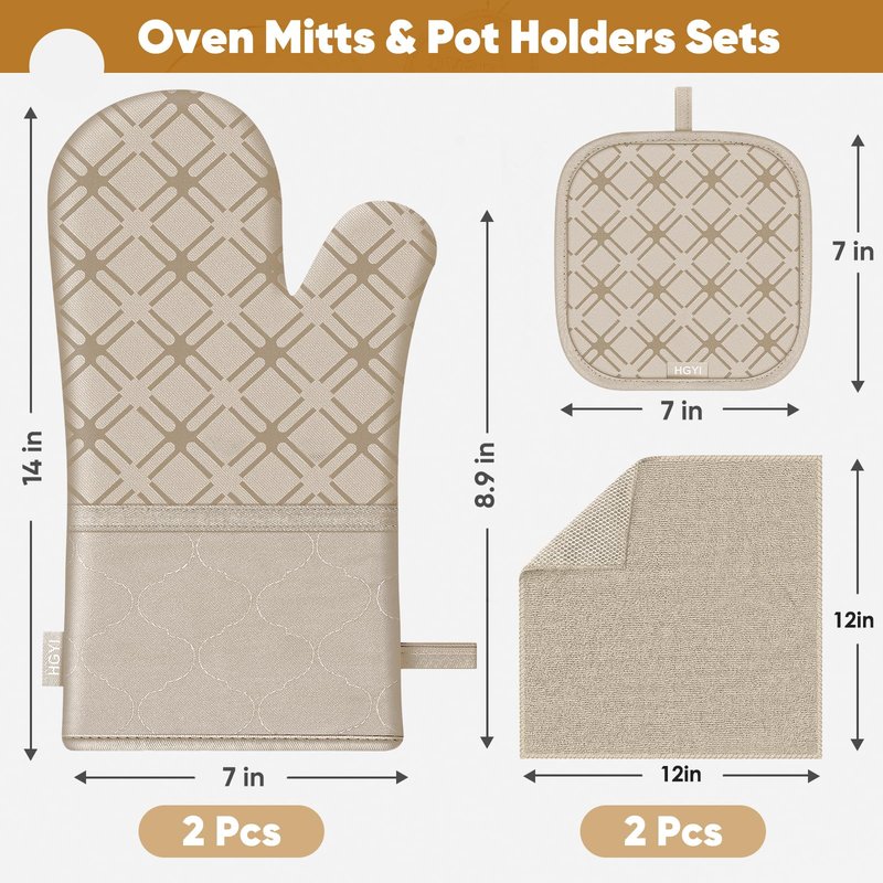 Oven Mitts and Pot Holders Set with Dishcloths, 500 Degree Heat Resistant Oven Gloves and Hot Pads, Premium Soft Cotton Kitchen Mittens and Dish Cloth Sets-Royal Blue