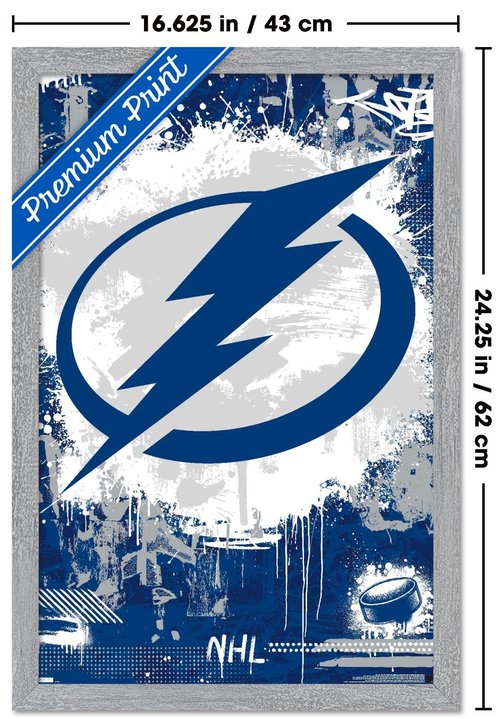 Trends International NHL Tampa Bay Lightning - Maximalist Logo 23 Wall Poster, 22.4L x 14.7W, Gray Framed Version