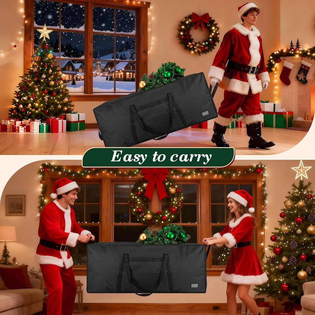 Skiennix Heavy-Duty Christmas Tree Storage Bag - Large Capacity with Reinforced Handles & Dual Zippers | Fits 3FT-4.5FT Trees, Black