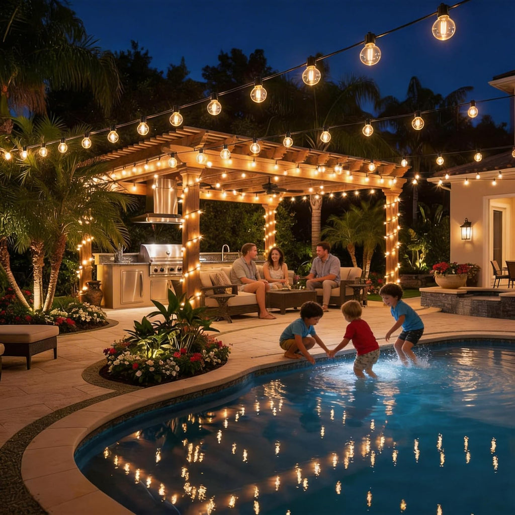 RTTY Outdoor String Lights - 150 FT Waterproof G40 Shatterproof LED Bulbs | Dimmable Globe Lighting for Patio, Bistro, Backyard, Cafe - Warm White