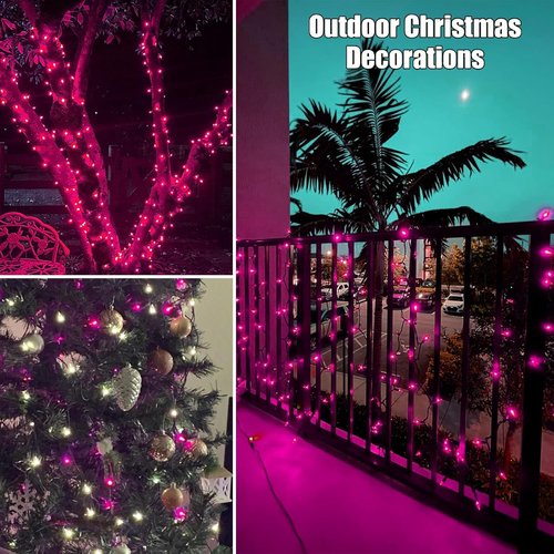 HISHINY Christmas Lights - 100 Count Pink String Lights for Indoor/Outdoor Decor | UL Certified, 21 Feet