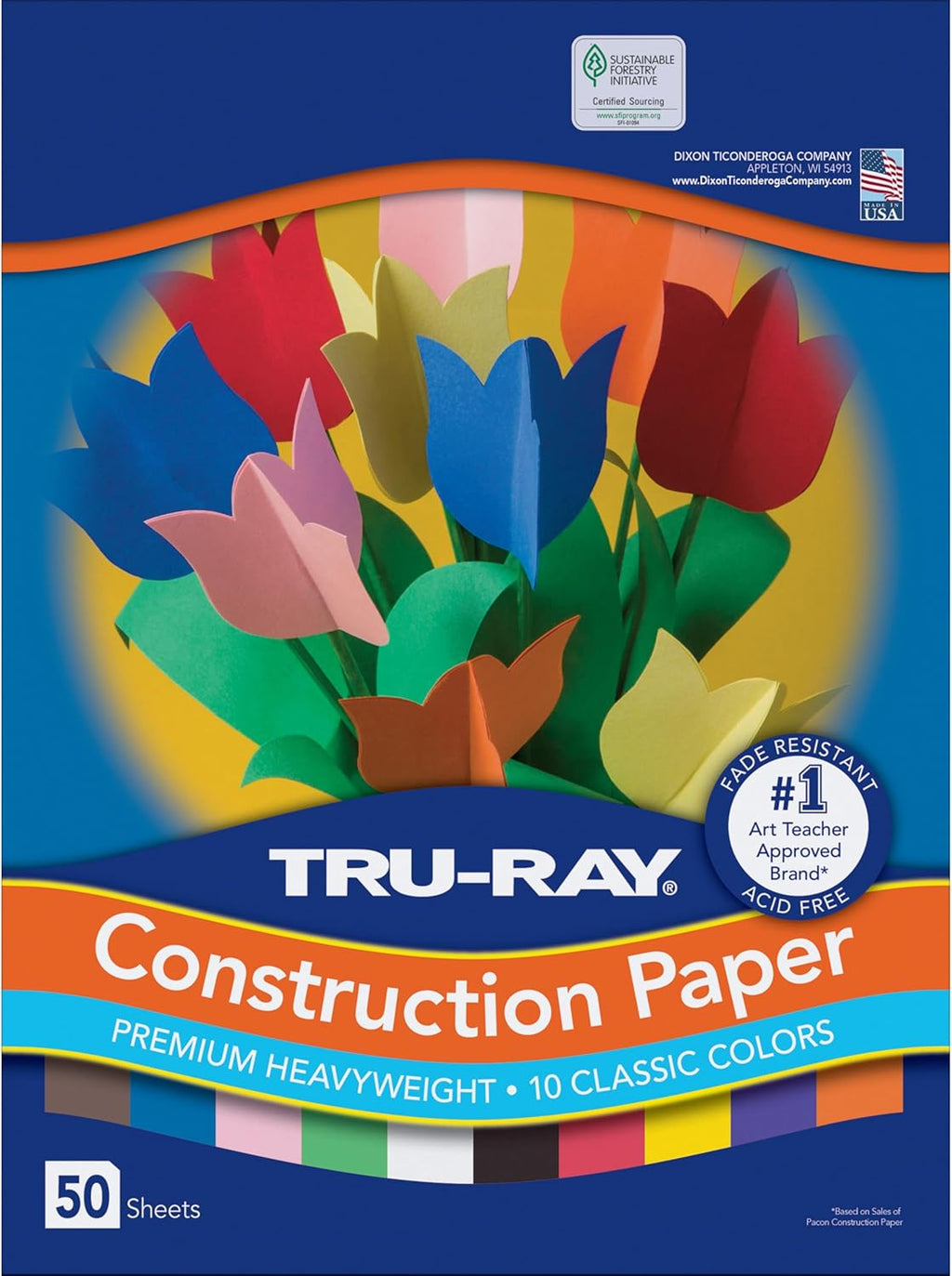 Tru-Ray Construction Paper - 10 Classic Colors | 9" x 12" | 50 Sheets for Creative Projects