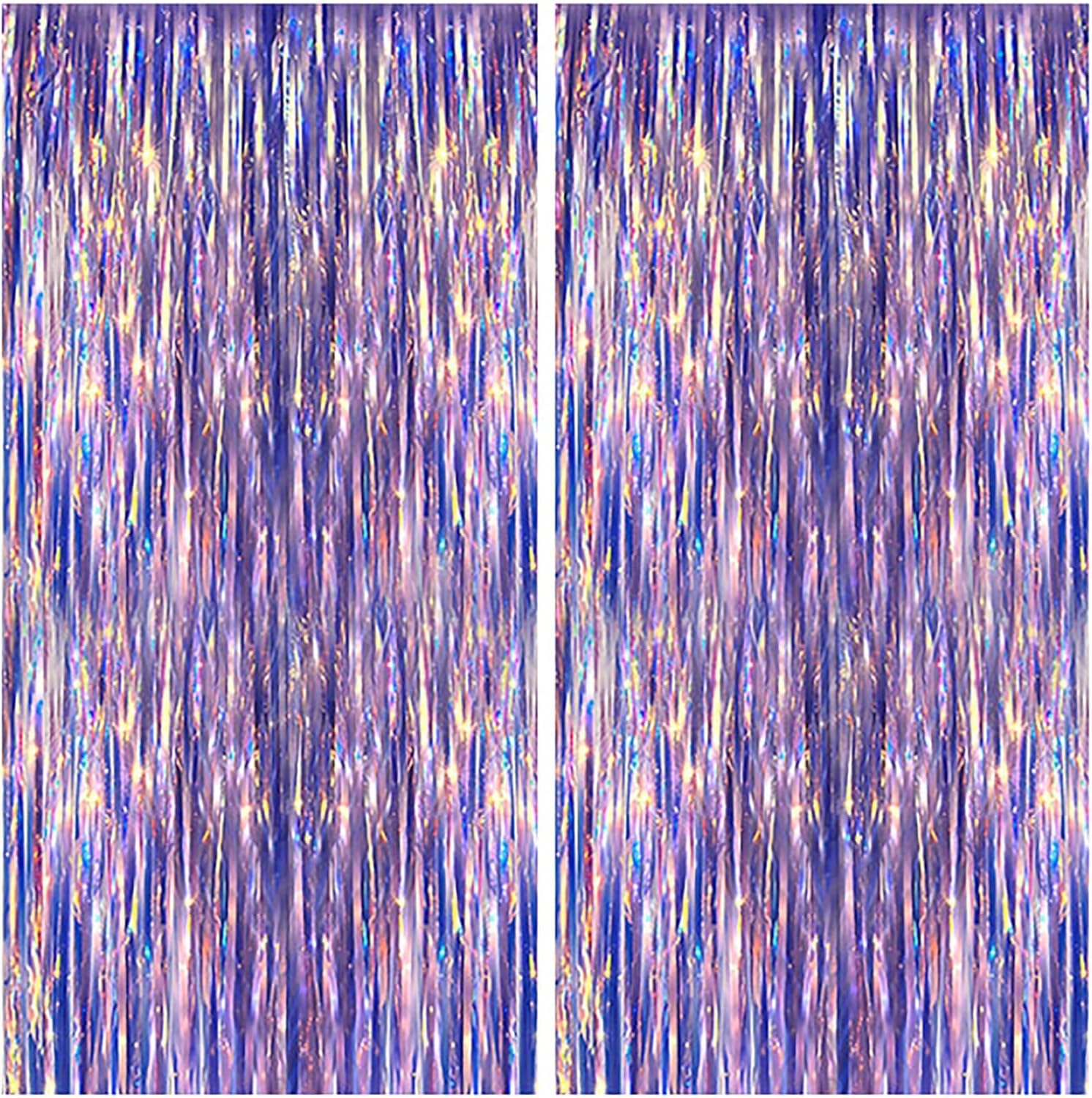 Skiennix Iridescent Fringe Backdrop - 3.28x6.56 Ft Purple Foil Curtain | Mermaid Party Decor & Streamers