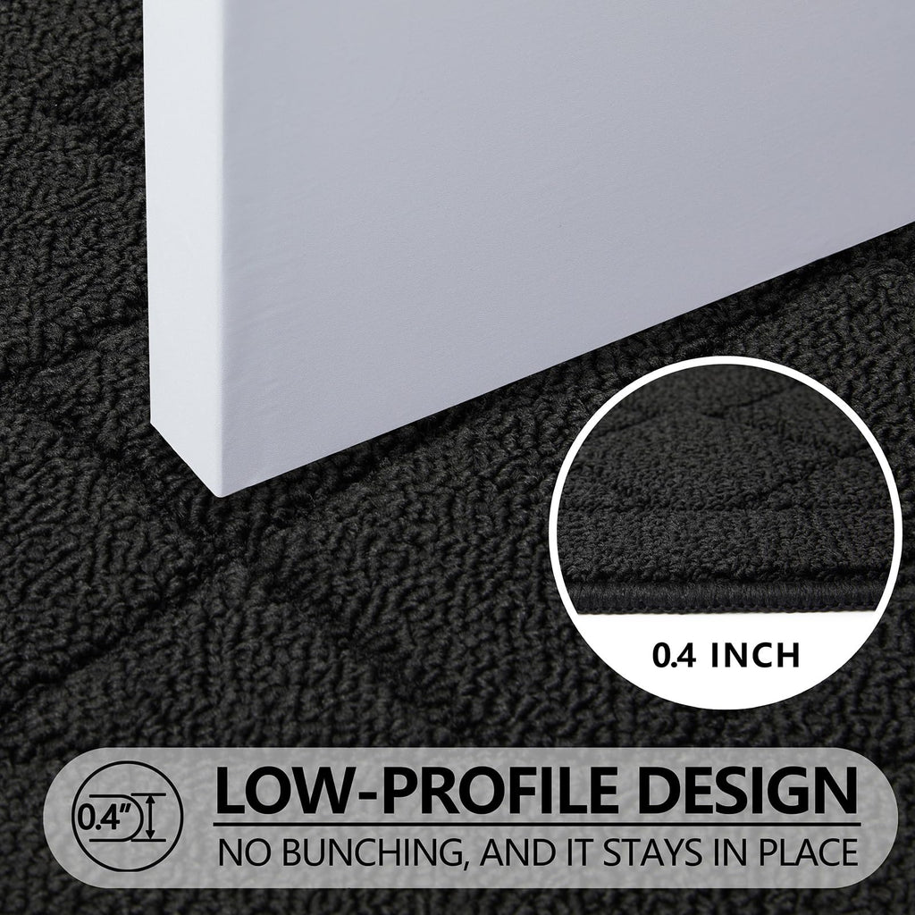 REFETONE Indoor Doormat, Front Back Door Mat 32"x48" Rubber Backing Non Slip Mats, Absorbent Washable Entrance Doormat for Entryway, Resist Dirt Low-Profile Inside Floor Mat for Muddy Shoes, Black