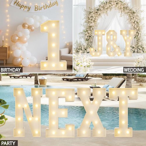 HXWEIYE Large Light-Up Marquee Numbers - 3FT LED Display for Baby Showers, Birthdays & Graduations | Warm White