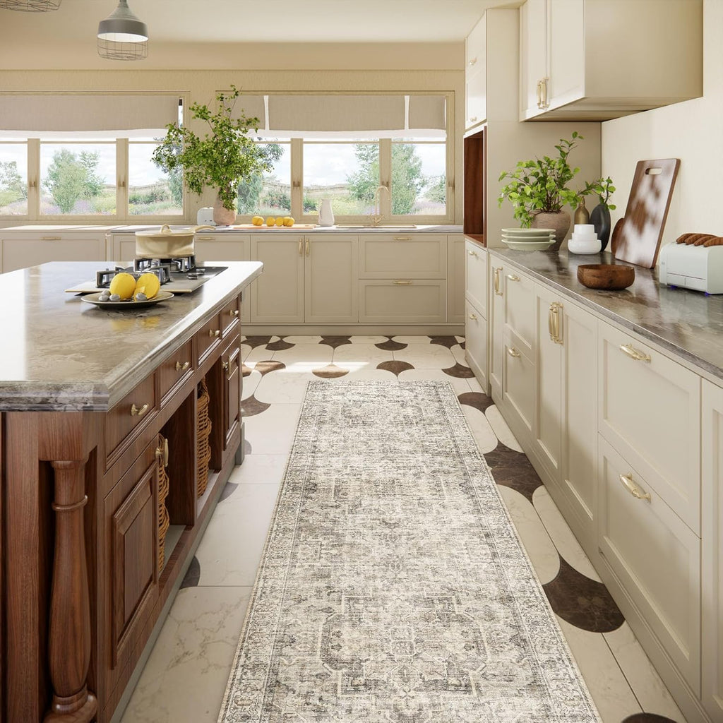 Skiennix Kitchen Runner Rug - Machine Washable, Non-Slip, Stain Resistant | 2'6"x8' Soft Carpet for Hallways, Entryways, and More