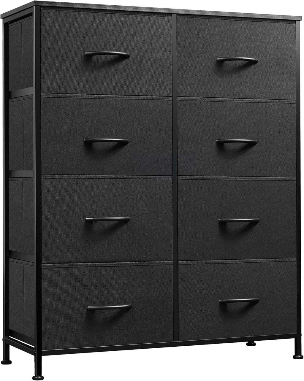 WLIVE Fabric Dresser - Tall 8-Drawer Storage Tower with Bins for Bedroom & Living Room | Charcoal Black