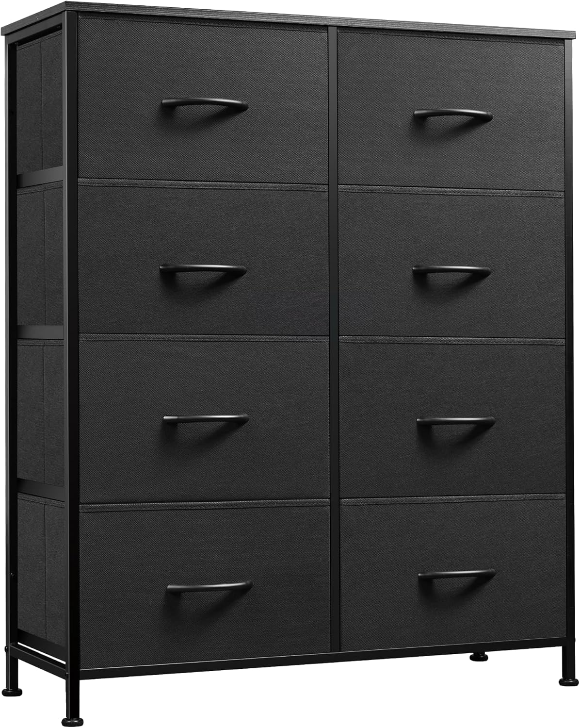 WLIVE Fabric Dresser - Tall 8-Drawer Storage Tower with Bins for Bedroom & Living Room | Charcoal Black