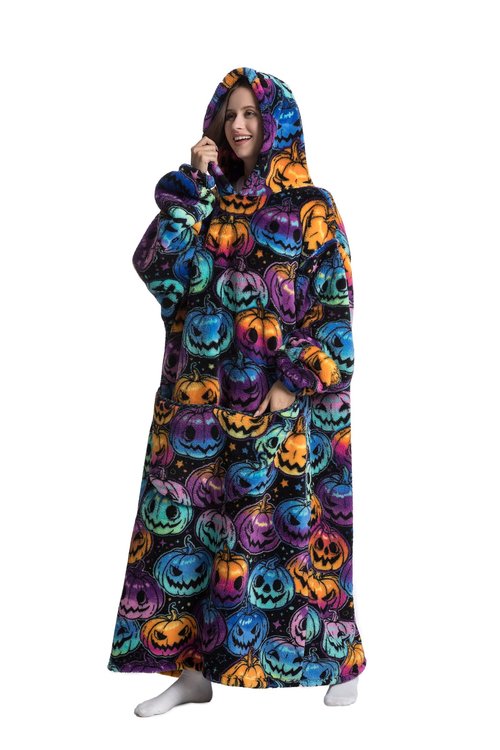 Pterygoid Blanket Hoodie Extra Long,Wearable Blanket with Sleeve for Women Men,Hoodie Blanket with Huge Pocket and Hooded