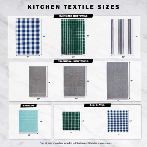 DII Heavy Duty Kitchen Towels Collection Long Lasting Quality, Cotton Dish Cloth Set, 13x13", Lake House Blue Check, 4 Piece