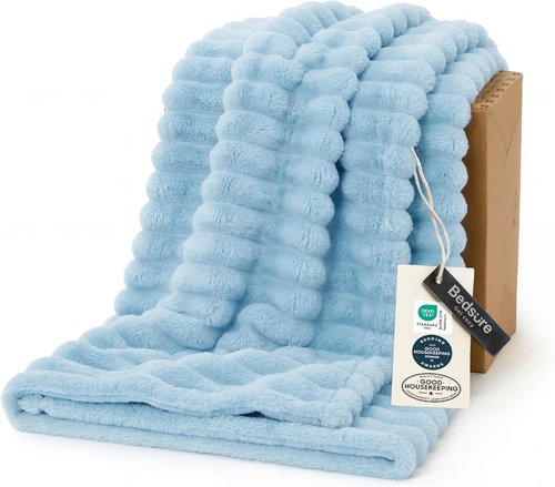 Bedsure GentleSoft Blue Fleece Blanket - Cozy Light Blue Throw for Couch, 60x80 Inches
