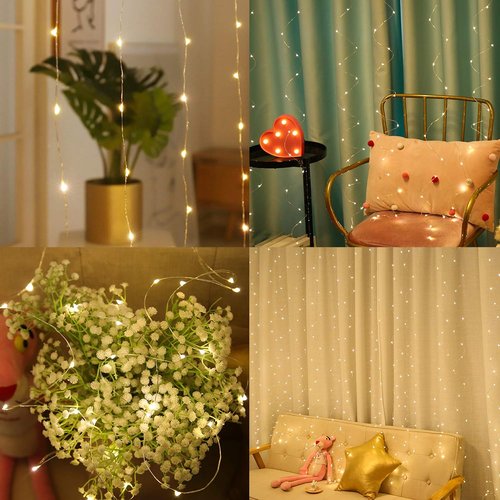 HOME LIGHTING 300 LED Window Curtain String Lights - 8 Lighting Modes, Remote Control, USB Powered | Warm White for Christmas & Weddings