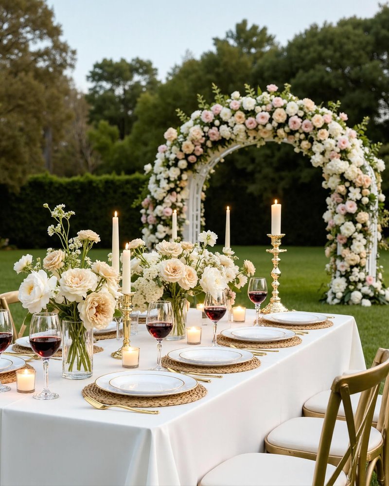 Nervure 100 Pieces Gold Plastic Plates - 10.25 inch Gold Dinner Plates - Heavyweight White and Gold Disposable Plates Ideal for Wedding & Party & Mother's Day
