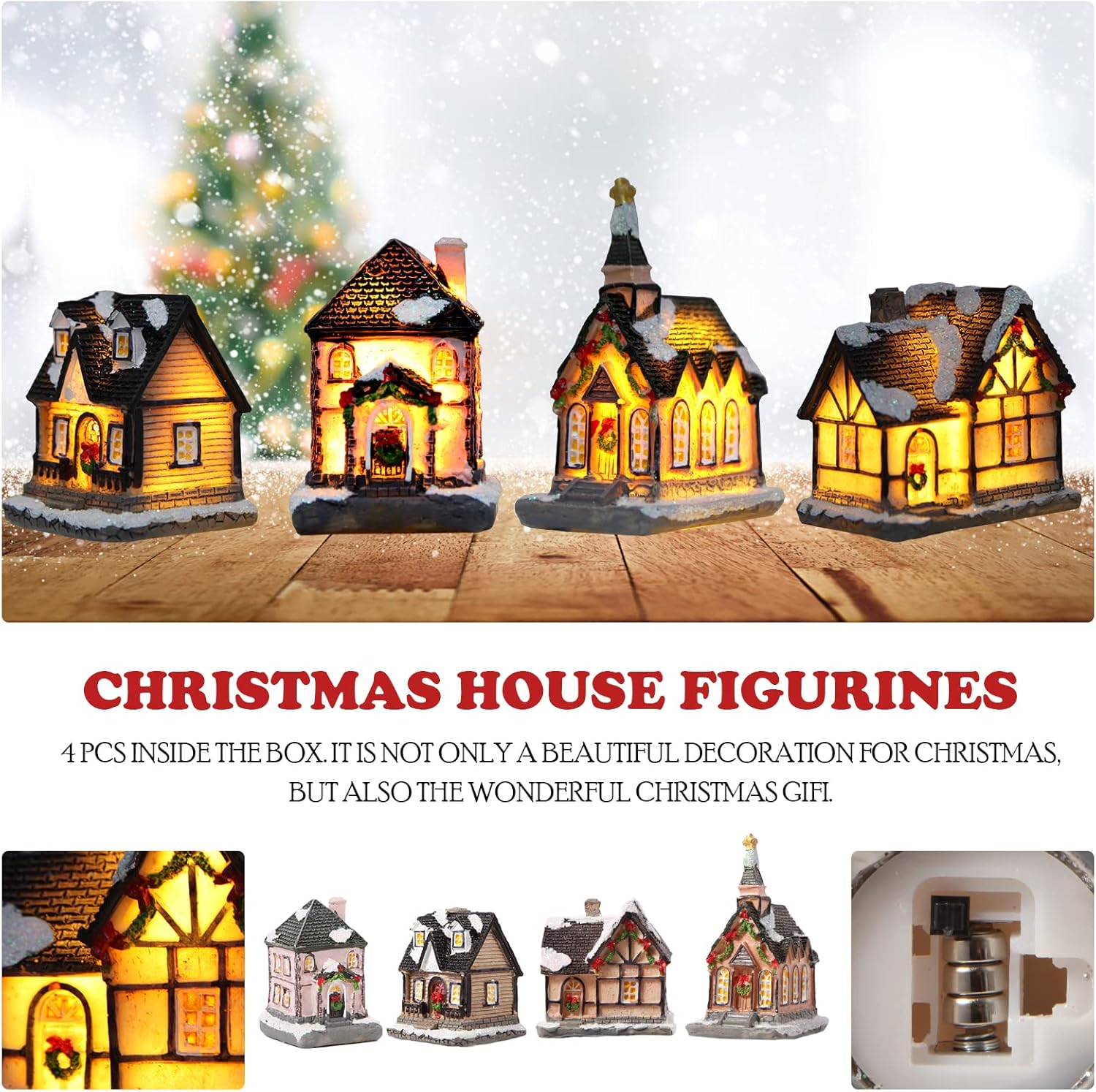 Regine Switzerland Christmas Village House Decor - LED Lantern Collectible Resin Figurine