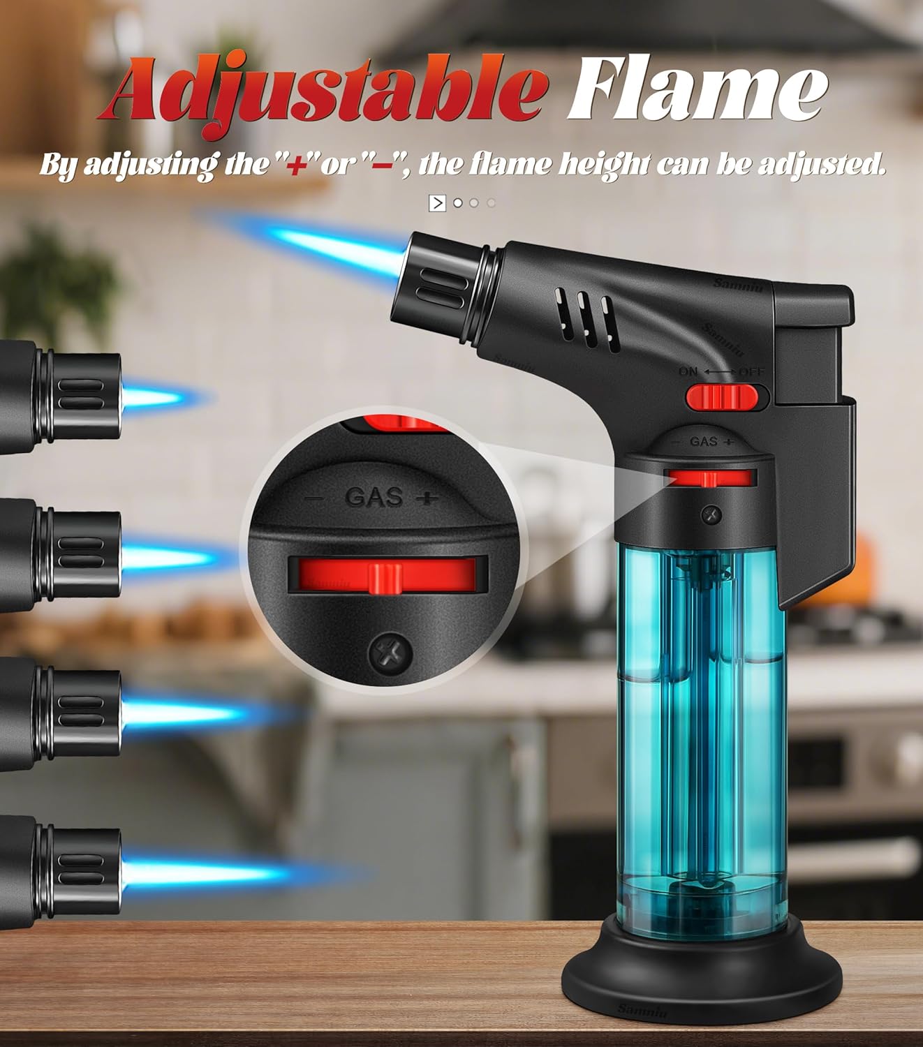 Samniu Jet Flame Torch Lighters - 4 Pack Mini Refillable Windproof Butane Lighters for Candles, Grills & Fireplaces