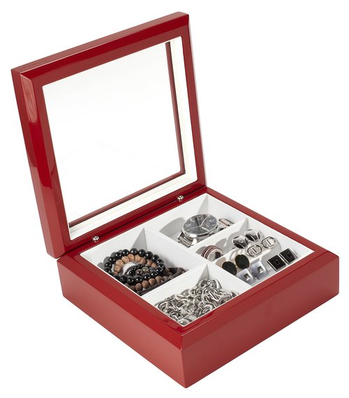 OYOBox Luxury Jewelry Box, Lacquered Wood Organizer - Limited Edition Red