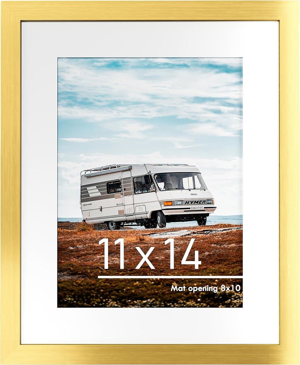 PEALSN 11x14 Picture Frame - Elegant Gold Frame for 8x10 Photos with Mat or 11x14 Without Mat