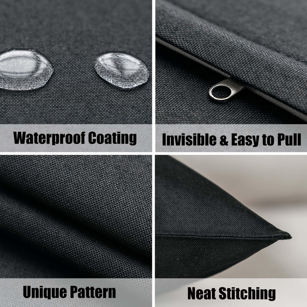 NiNi ALL Outdoor Waterproof Throw Pillow Covers Set of 2 Decorative Farmhouse Garden Pillowcase Solid Cushion Cases for Patio Tent Couch 26x26 inch Black