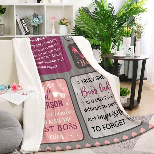 Nahjiiem Boss Lady Throw Blanket, Best Bosses Day Birthday Gift for Women, for Bosses Female, Supervisor Manager Gifts for Women, Boss Lady Appreciation Day Gift Blanket 50"×60"