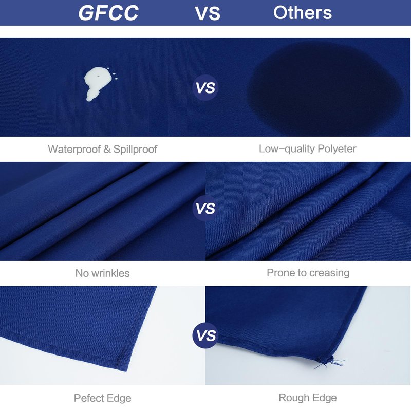 GFCC 60x84 Inch 6Pcs Seamless Royal Blue Square Polyester Tablecloth for Wedding Party Decorations Square Table Cloth Cover
