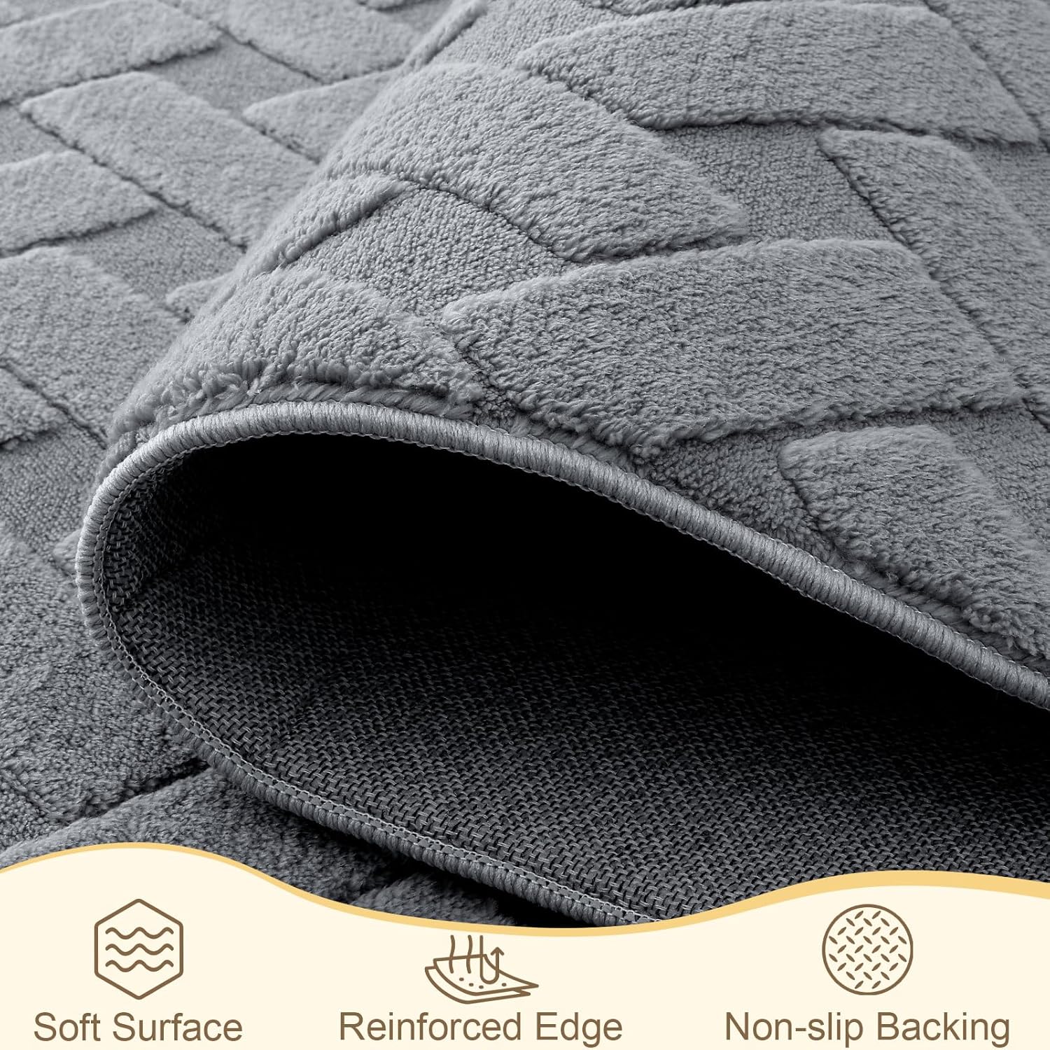 OLANLY Area Rug - Soft Plush Carpet for Living Room & Bedroom | Easy Clean Geometric Shaggy 4x6 Grey