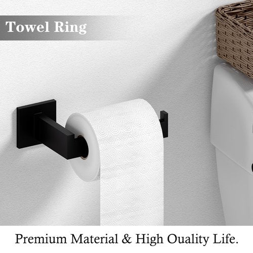 12-Piece Matte Black Bathroom Hardware Set, Heavy Duty Bath Towel Bar Set Including - 16" Towel Rack&Hand Towel Holder&Toilet Paper Holder&Towel Ring&Robe Towel Hook