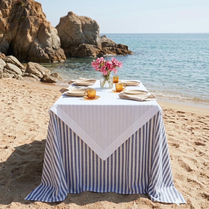 Solino Home Linen White Square Tablecloth 52 x 52 Inch - 100% Pure Linen Table Throw - Fete, Machine Washable Table Cloth for Mothers Day, Spring, Summer, Memorial Day