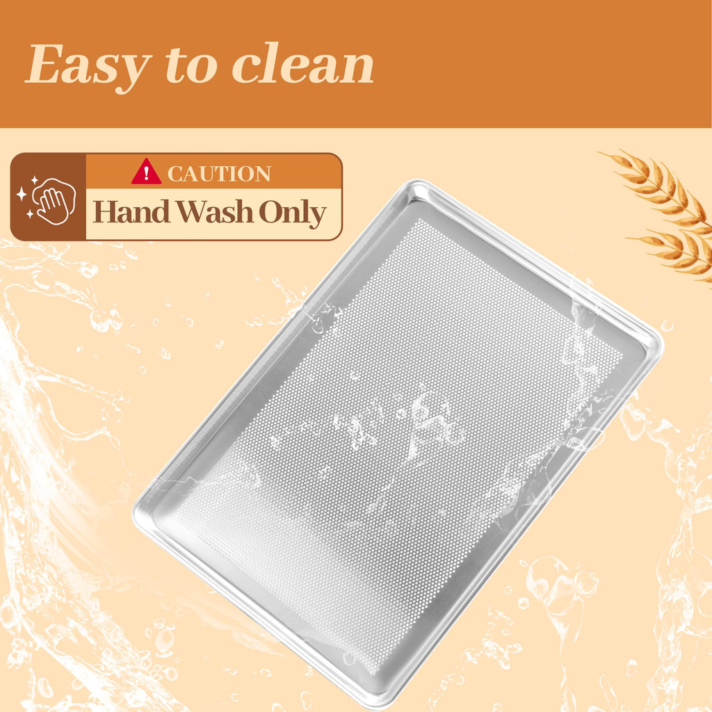 STEELUS 6 Pack Half Size Baking Sheet Pans Perforated, Aluminum Commercial Cookie Sheets Non-Stick, 18"x13"