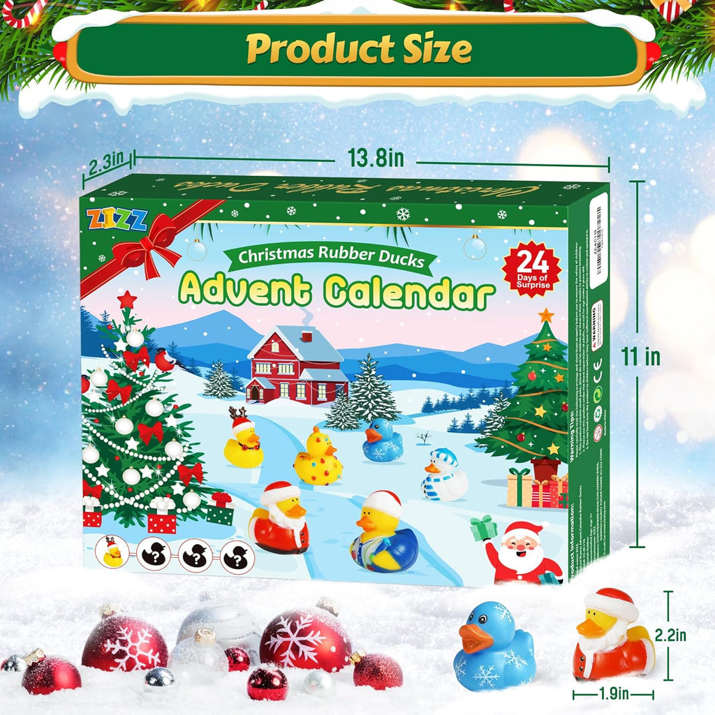 ZIZZ Advent Calendar 2025 | Christmas Rubber Duck Countdown - 24 Fun Gifts for Kids 3+