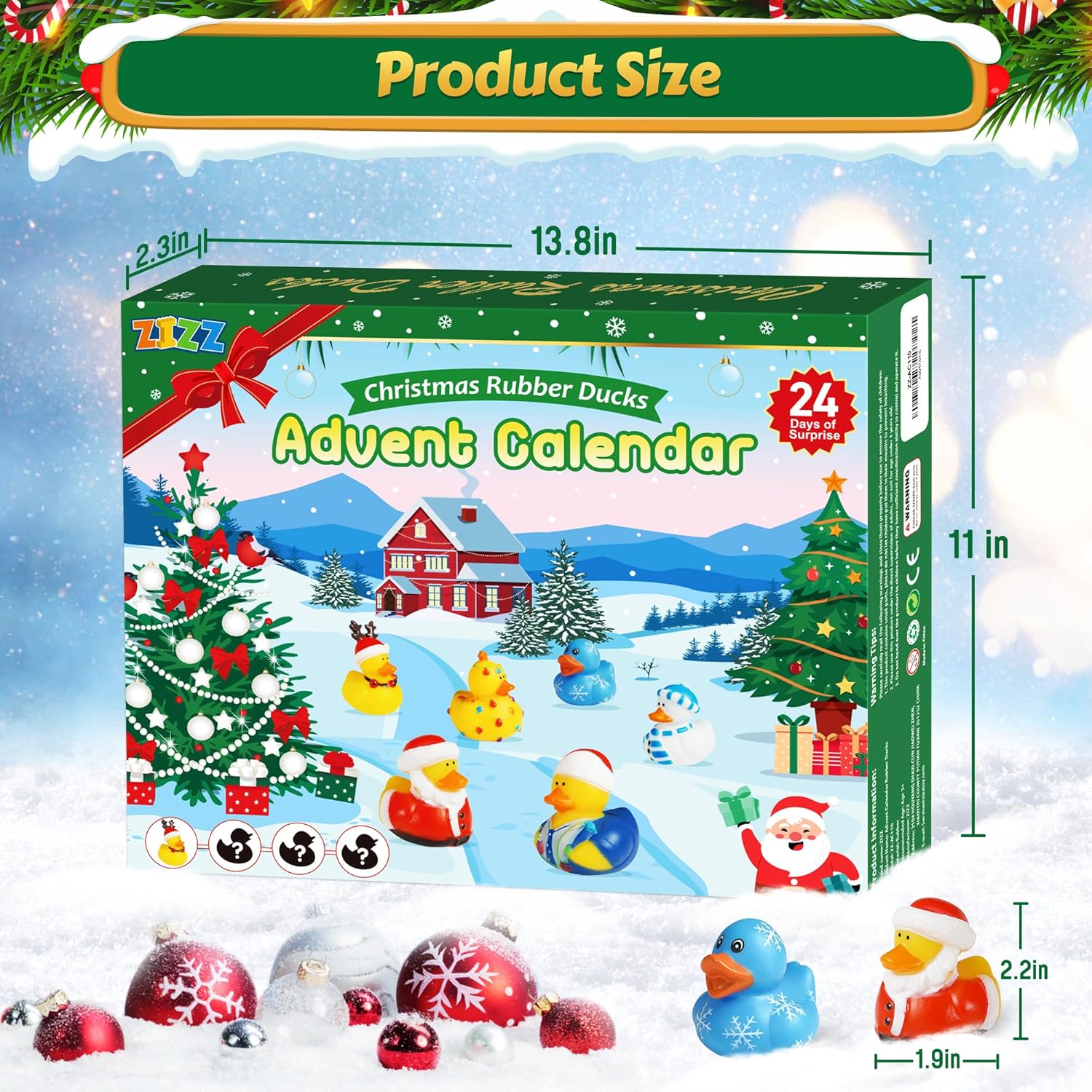 ZIZZ Advent Calendar 2025 | Christmas Rubber Duck Countdown - 24 Fun Gifts for Kids 3+