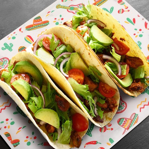 Epakh 300 Pcs Mexican Themed Deli Paper Sheets 12" x 12" Fun Style Tissue Greaseproof Microwave Safe Sandwich Wrapping Paper Food Waxed Baking Wrapping Packaging for Restaurant Burrito (White)