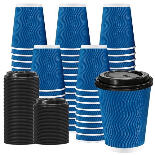 Lamosi To go Coffee Cups with Lids, Disposable Coffee Cups with Lids 9 oz 50 Pack