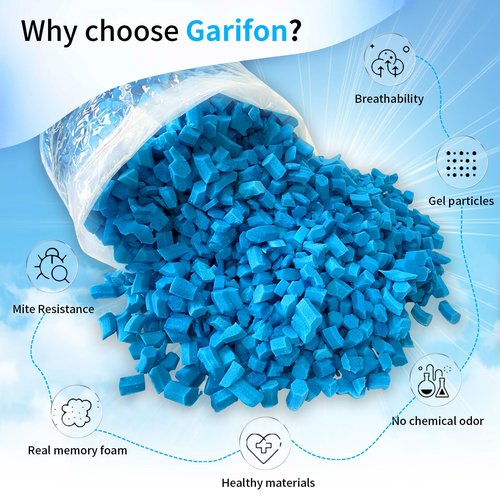 Garifon 20lbs Bean Bag Filler, Pillow Filler Stuffing, Bean Bag Filling, Shredded Memory Foam Filling, Punching Bag Filler, Foam Refill for Pouf/Ottoman Stuffing/Boxing Bag, Added Gel Particles
