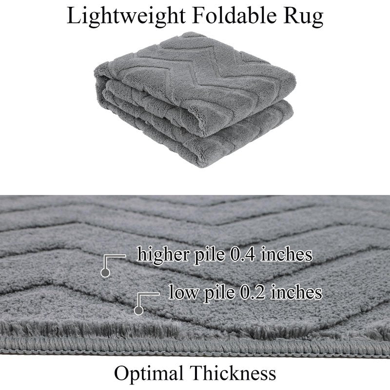 SHACOS Soft Fluffy Chevron Area Rugs 4'x5'3" Non Slip Washable High-Low Pile Textured Modern Geometric Wave Floor Rug Carpet for Living Room Bedroom Dining Room, Grey