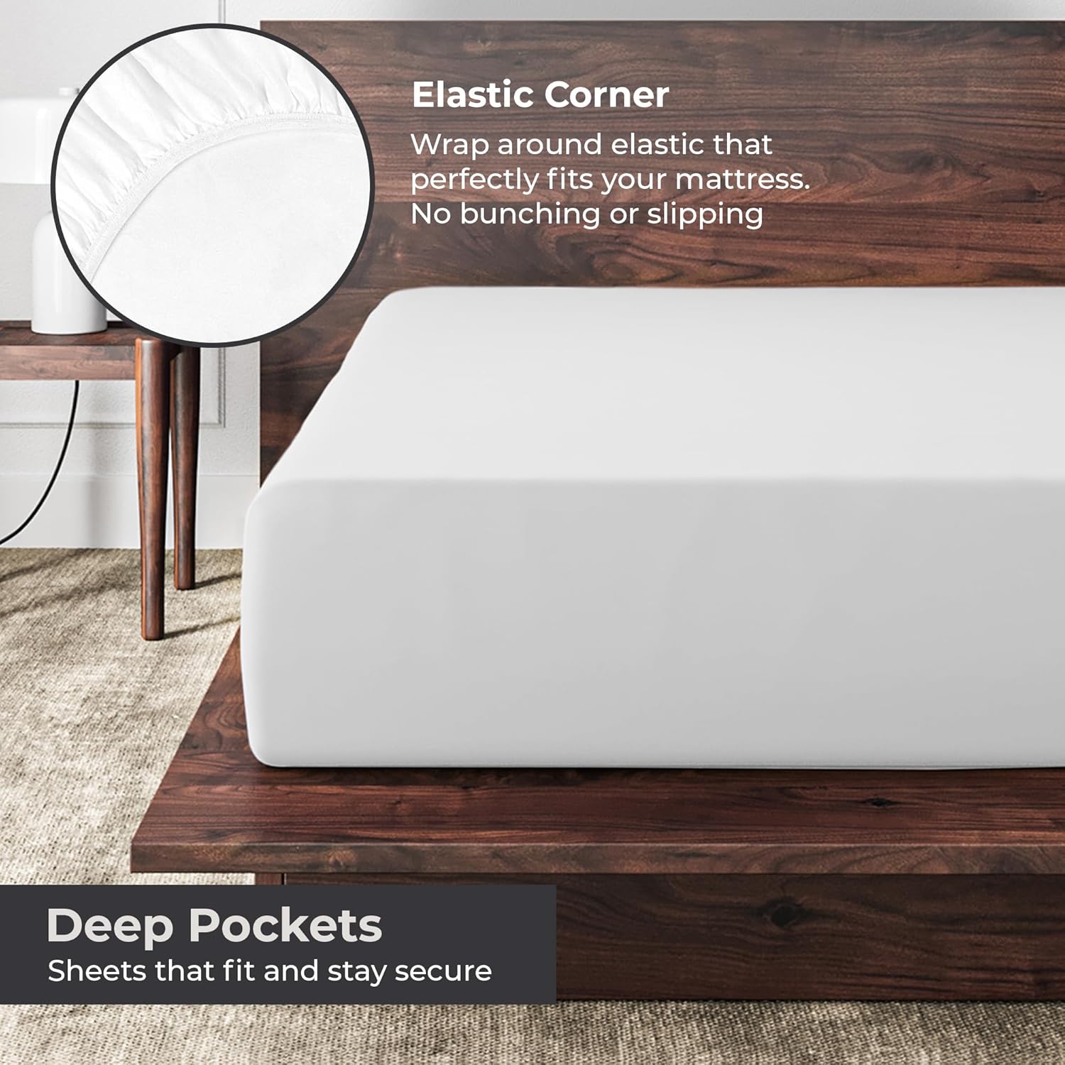 Sleepy Town King Size Bed Sheets - 4-Piece Set - Extra Soft & Cooling Brushed Microfiber - Deep Pocket - White