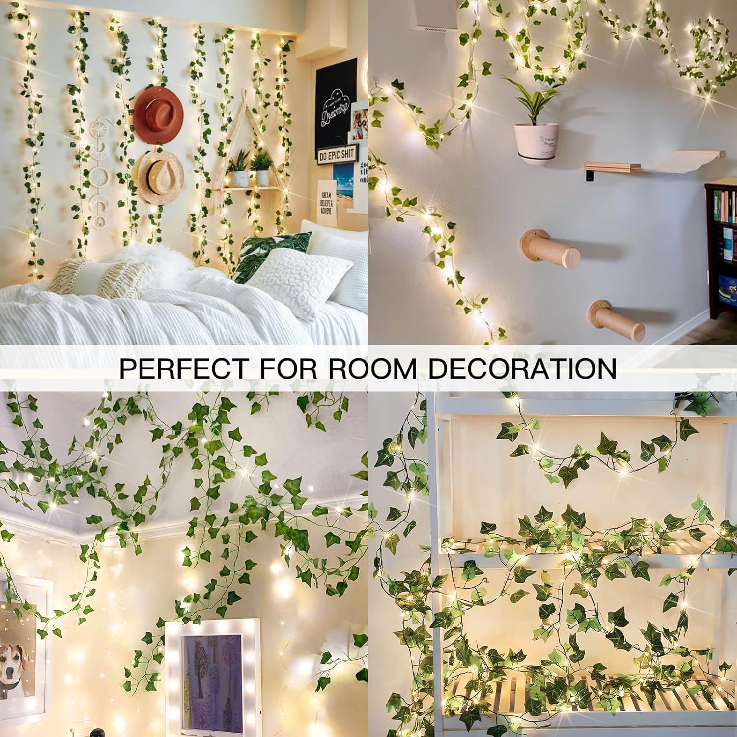 Suddus Ivy String Lights - 33ft 100 LED Fairy Lights with Remote | Warm White for Bedroom, Garden, Party Decor