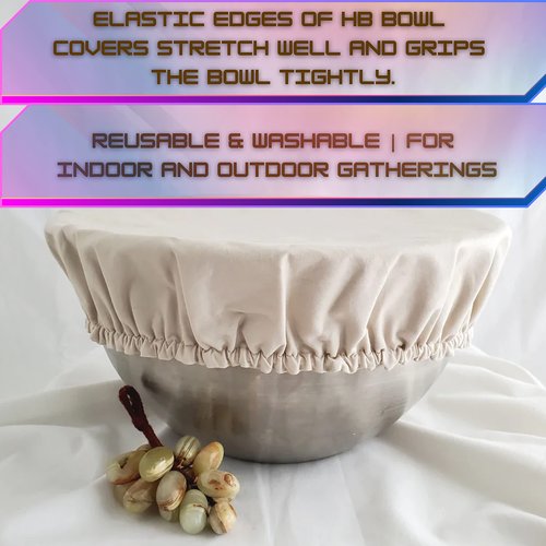 Hell Blues 4- Pack Organic Bowl Covers Reusable 100% Cotton Stretchy Cloth Bread, Dough Proofing and Food Storage, Compostable Bowl Cover ~ XL