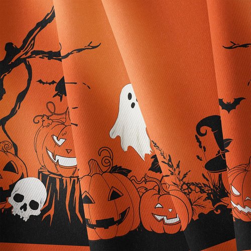 Yighty Oval Halloween Tablecloth 60x84 Inch,Orange Pumpkin Skull Ghost Tablecloth,Polyester Waterproof Wrinkle-Resistant and Durable Table Cloth,Suitable for Halloween,Parties,Holiday,Kitchens