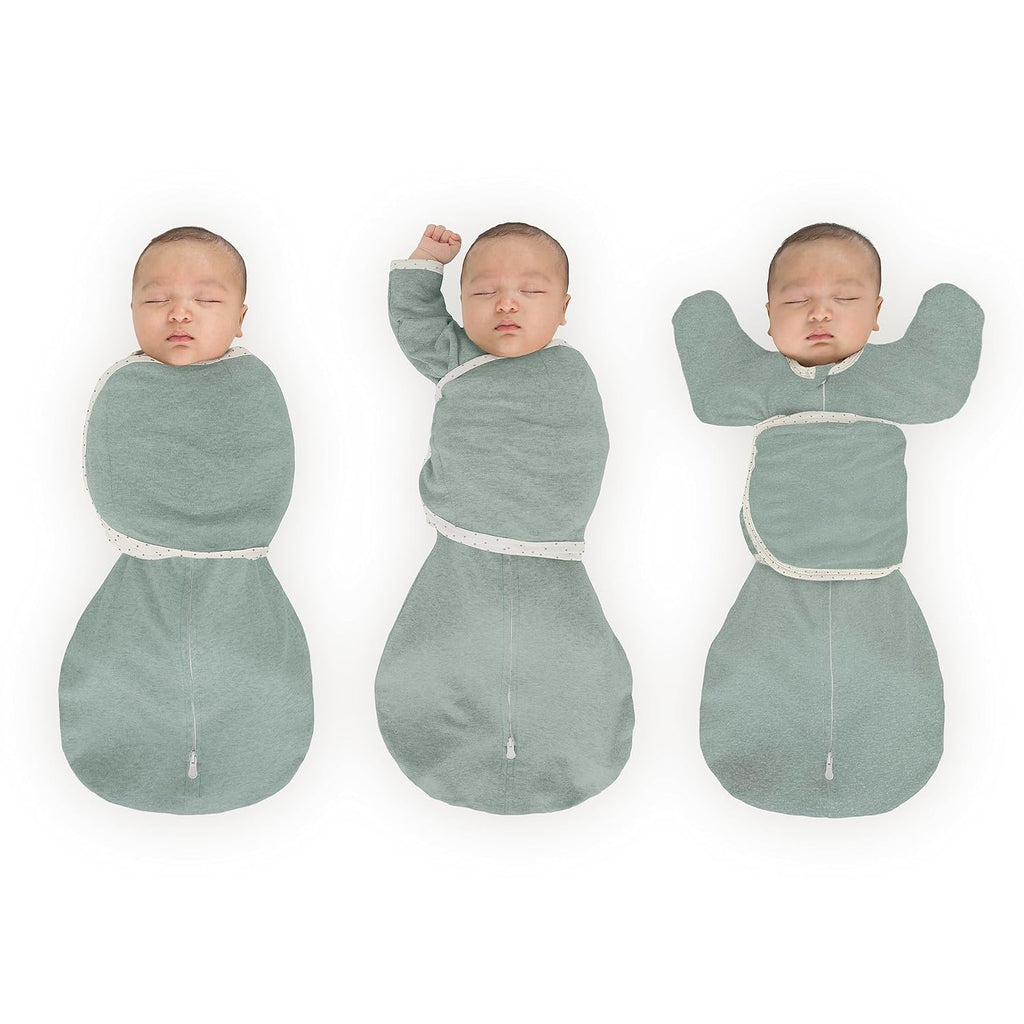 SwaddleDesigns 6-Way Omni Swaddle Sack - Arms Up Design for Newborns | Calms Startle Reflex, Heathered Jadeite, Small (0-3 Mo, 6-12 lbs)