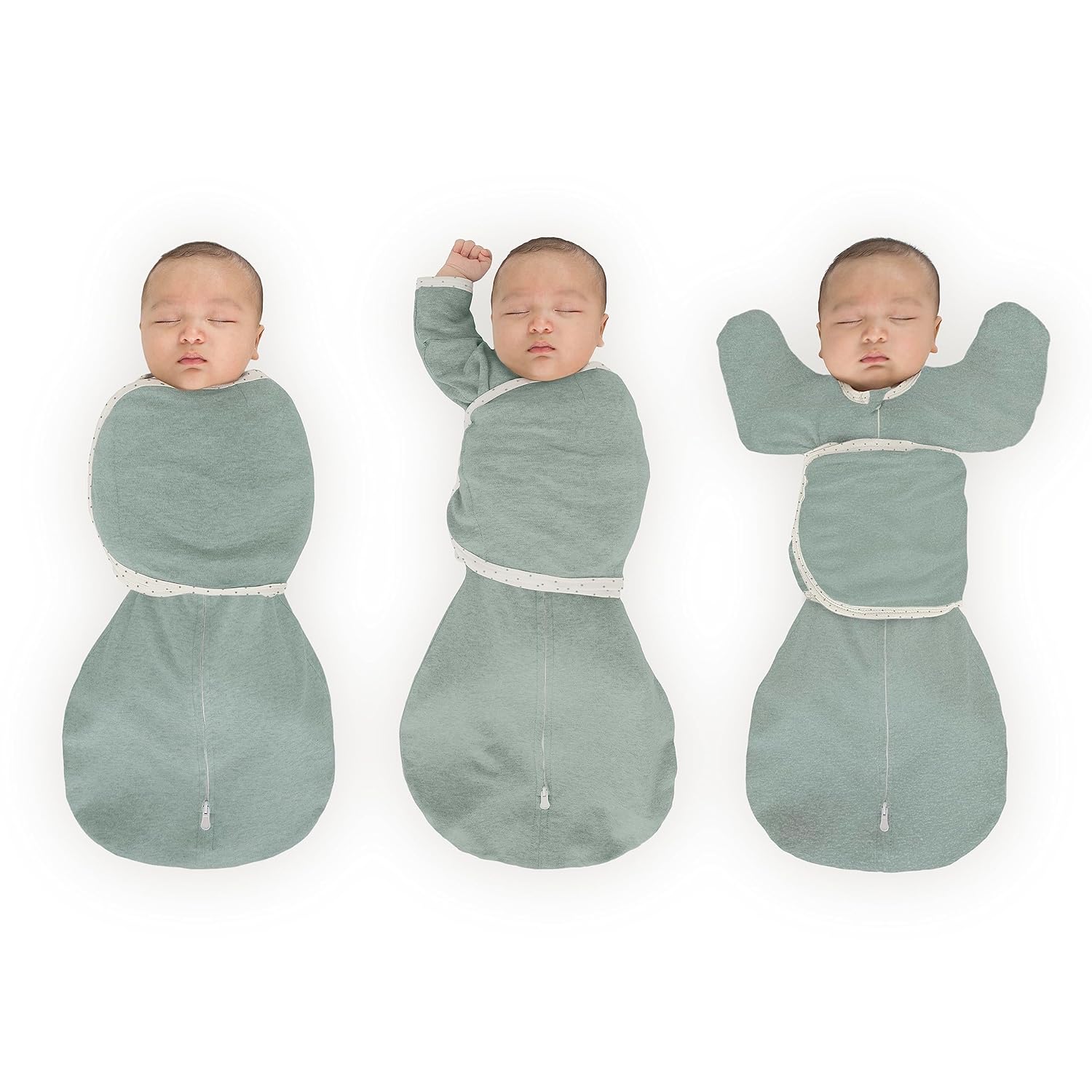 SwaddleDesigns 6-Way Omni Swaddle Sack - Arms Up Design for Newborns | Calms Startle Reflex, Heathered Jadeite, Small (0-3 Mo, 6-12 lbs)