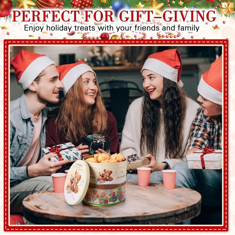 Yaomiao 12 Pack Christmas Cookie Tins with Lids for Gift Giving Small Xmas Tin Containers Round Metal Christmas Tins Empty Cookie Jar for Gift Giving Holiday Party Favors (Lovely Style)