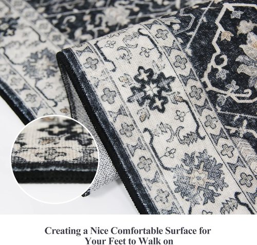 Hallway Washable Runner Rug - Vintage Soft Non-Slip 2x7 Entryway Carpet | Ideal for Kitchen, Bathroom & Living Room