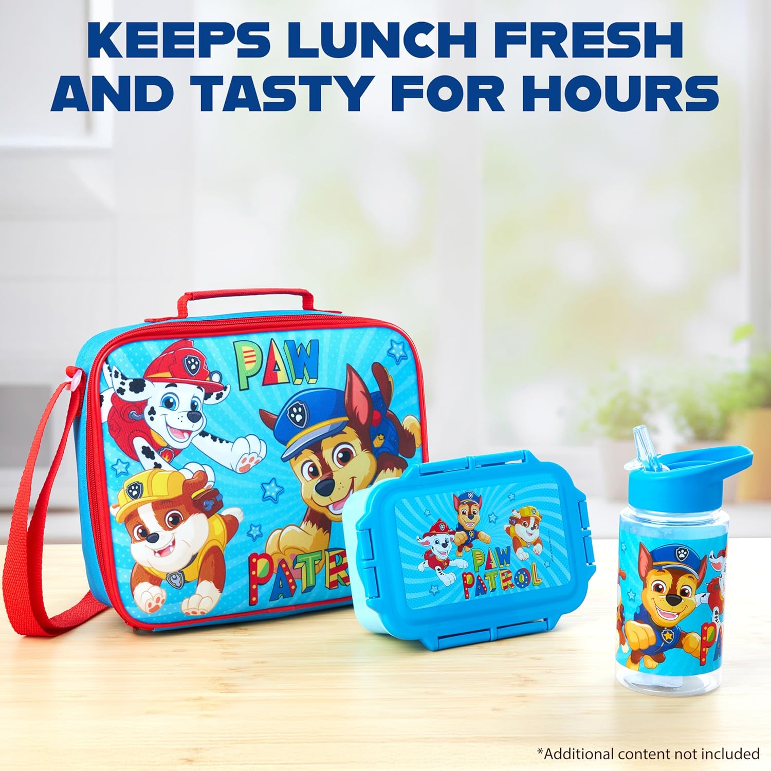 Paw Patrol Kids' Water Bottle & Lunch Box Set - Insulated 3-Piece Bag for School & Travel (Blue)