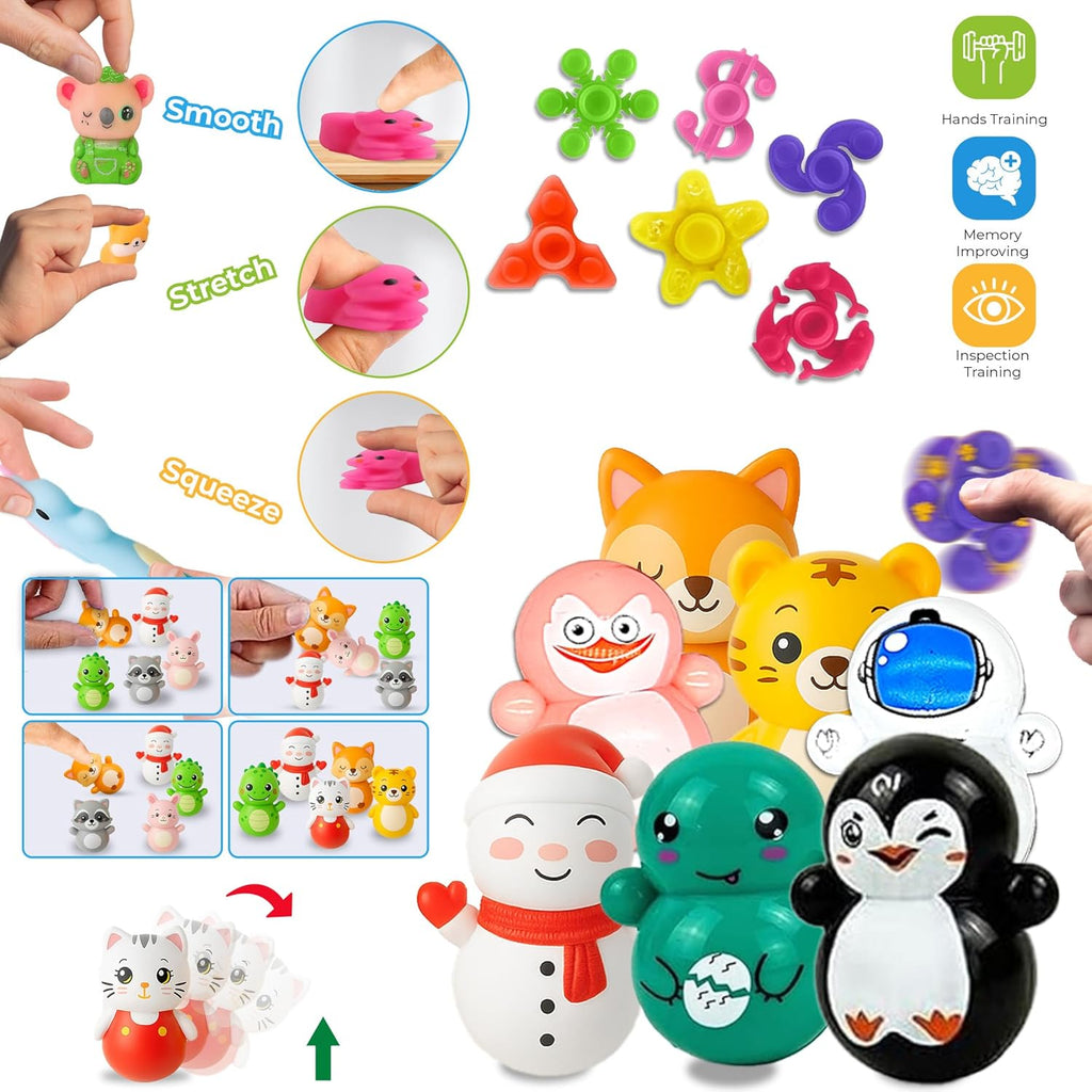 Skiennix Fidget Toys Pack - 125 Pcs Sensory Set with 65 Stickers | Perfect Party Favors for Kids & Adults