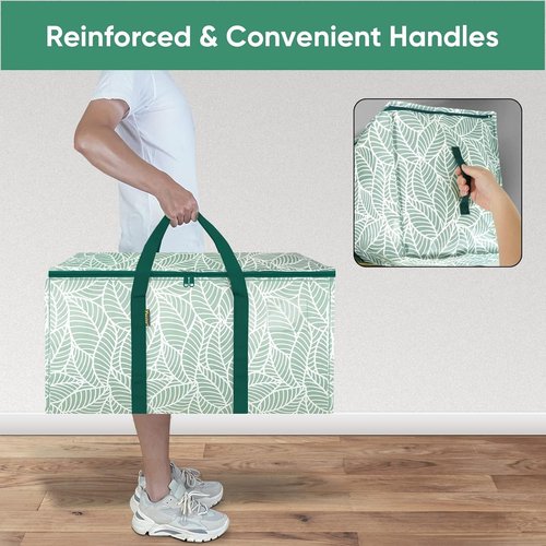 BALEINE Heavy-Duty Oversized Moving Bags - 4-Pack with Reinforced Handles for Clothes & Storage (Antique Foliage)