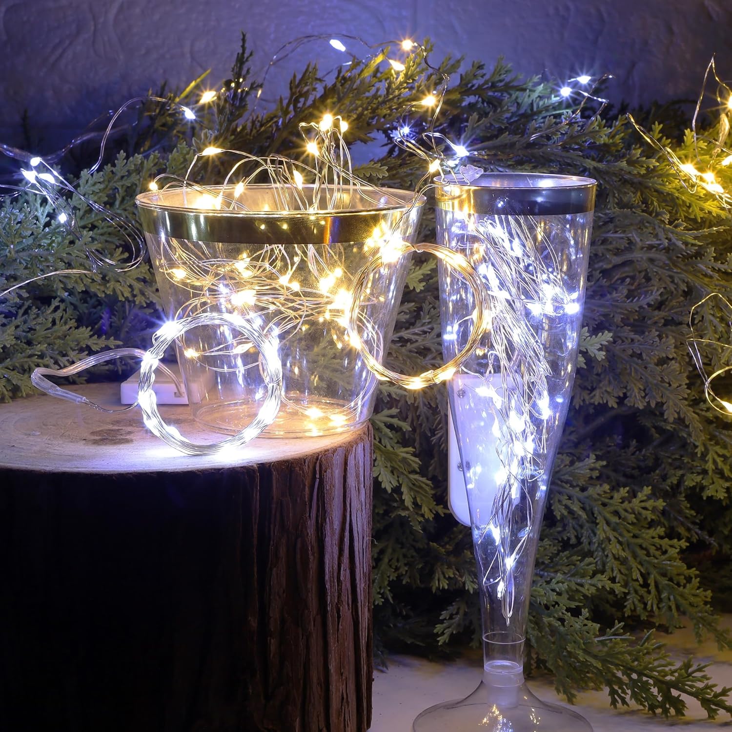 WATERGLIDE 12 Pack Mini String Lights - 20 LED Battery Operated Fairy Lights | Waterproof Silver Wire for Wedding & Party Decor